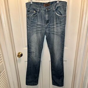 RK Men’s Distressed Denim Jeans. Waist 34. Inseam 31.